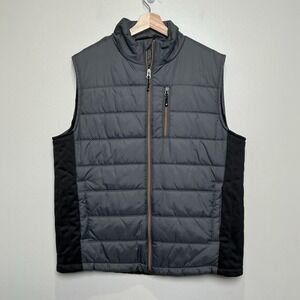Solaris Men's Puffer Vest Size LARGE Gray Outdoors Casual Sleeveless Jacket EUC